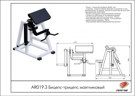 AR019.3 Бицепс-трицепс маятниковый фото №2