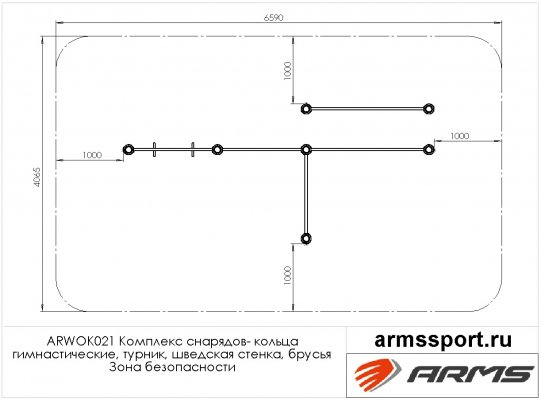 ARWOK021 Комплекс снарядов – кольца гимнастические, турник, шведская стенка, брусья фото №3