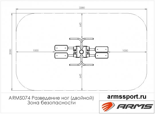 ARMS074 Уличный тренажёр для разведения ног (двойной) фото №3