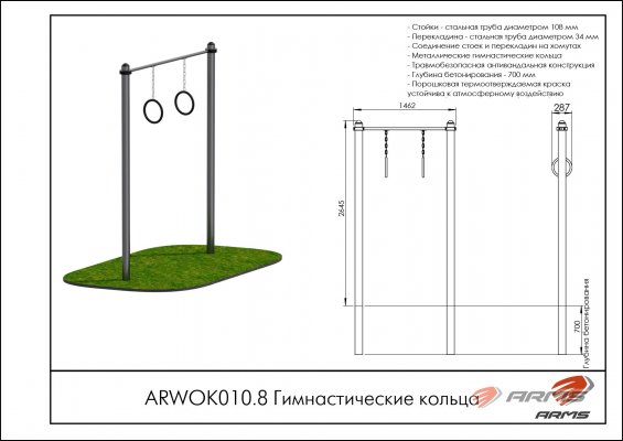 ARWOK010.8 Гимнастические кольца фото №3