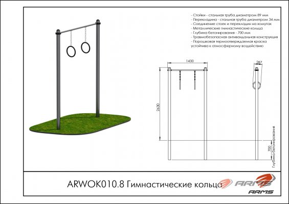 ARWOK010.8 Гимнастические кольца фото №2