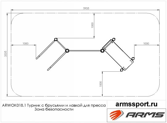 ARWOK018 Комплекс снарядов – турник, брусья, вертикальный пресс, шведская стенка фото №3